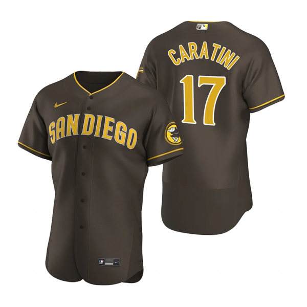 Men's San Diego Padres #17 Victor Caratini Nike Brown Road Player Flex Base Baseball Jersey