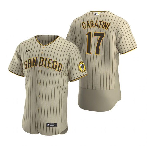 Men's San Diego Padres #17 Victor Caratini Tan Brown Alternate Flex Base Baseball Jersey