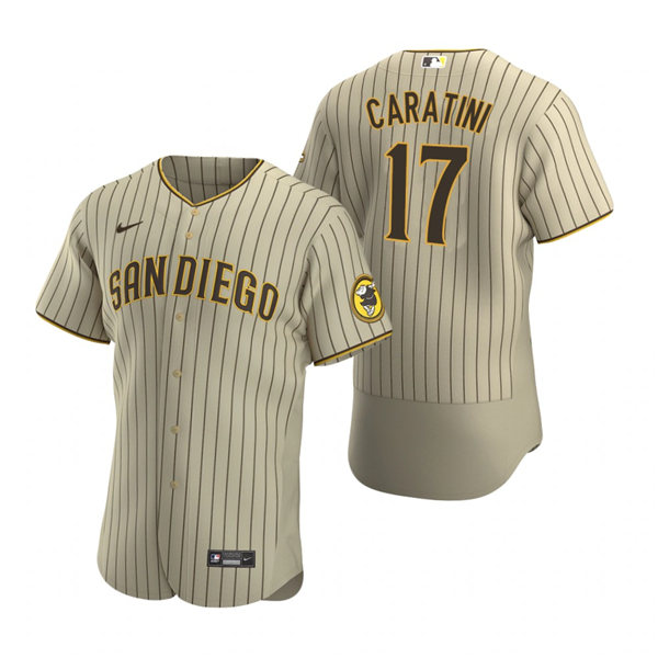 Men's San Diego Padres #17 Victor Caratini Tan Brown Alternate Flex Base Baseball Jersey Men's San Diego Padres #17 Victor Caratini Tan Brown Alternate Flex Base Baseball Jersey