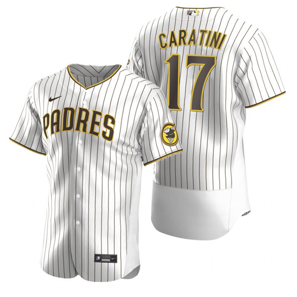 Men's San Diego Padres #17 Victor Caratini Nike White Brown Home Flex Base Baseball Jersey