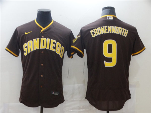 Men's San Diego Padres #9 Jake Cronenworth Nike Brown Road Player Flex Base Baseball Jersey Men's San Diego Padres #9 Jake Cronenworth Nike Brown Road Player Flex Base Baseball Jersey
