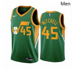 Men Utah Jazz 45 Donovan Mitchell Green NBA Swingman 2020 21 Earned Edition Jersey
