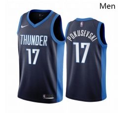 Men Oklahoma City Thunder 17 Aleksej Pokusevski Navy NBA Swingman 2020 21 Earned Edition J