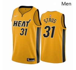 Men Miami Heat 31 Max Strus Yellow NBA Swingman 2020 21 Earned Edition Jersey