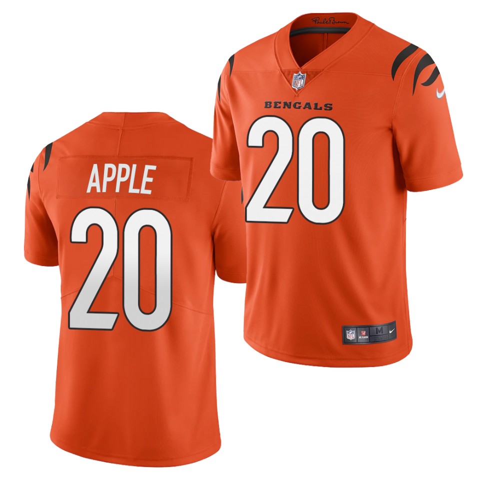Men's Cincinnati Bengals #20 Eli Apple 2021 Nike Orange Alternate Vapor Limited Jersey
