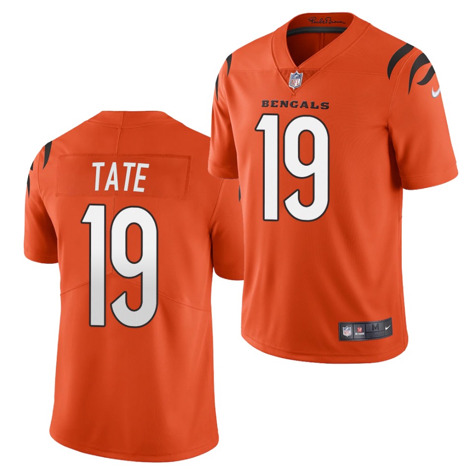 Men's Cincinnati Bengals #19 Auden Tate 2021 Nike Orange Alternate Vapor Limited Jersey