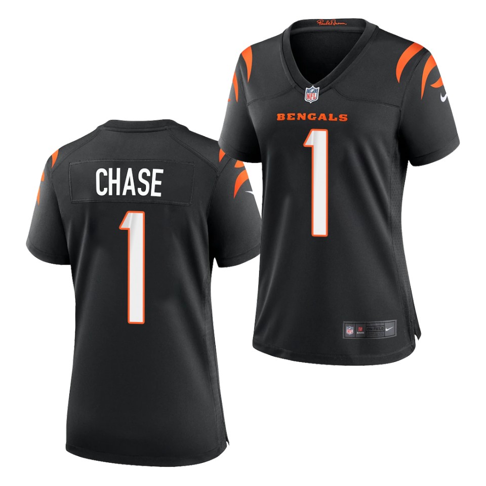 Women's Cincinnati Bengals #1 Ja'Marr Chase 2021 Nike Black Vapor Lady Limited Jersey Women's Cincinnati Bengals #1 Ja'Marr Chase 2021 Nike Black Vapor Lady Limited Jersey