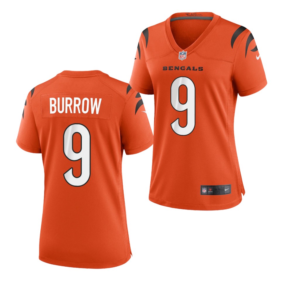 Women's Cincinnati Bengals #9 Joe Burrow 2021 Nike Orange Alternate Vapor Lady Limited Jersey