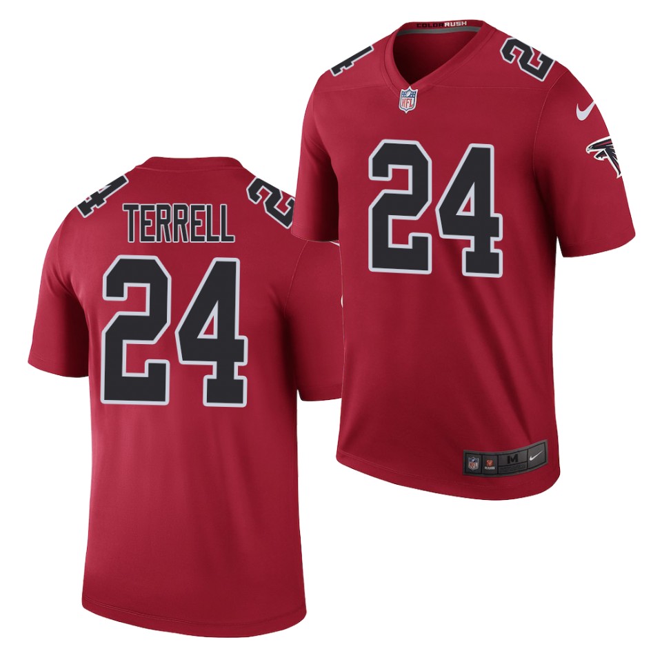 Men's Atlanta Falcons #24 A.J. Terrell Nike Red Color Rush Legend Jersey