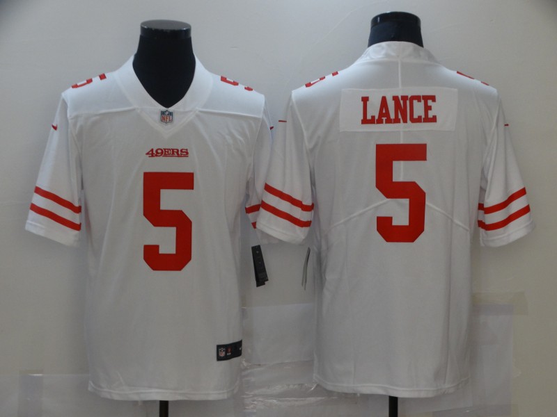 Men's San Francisco 49ers #5 Trey Lance NFL Nike White Vapor Limited Player Jersey
