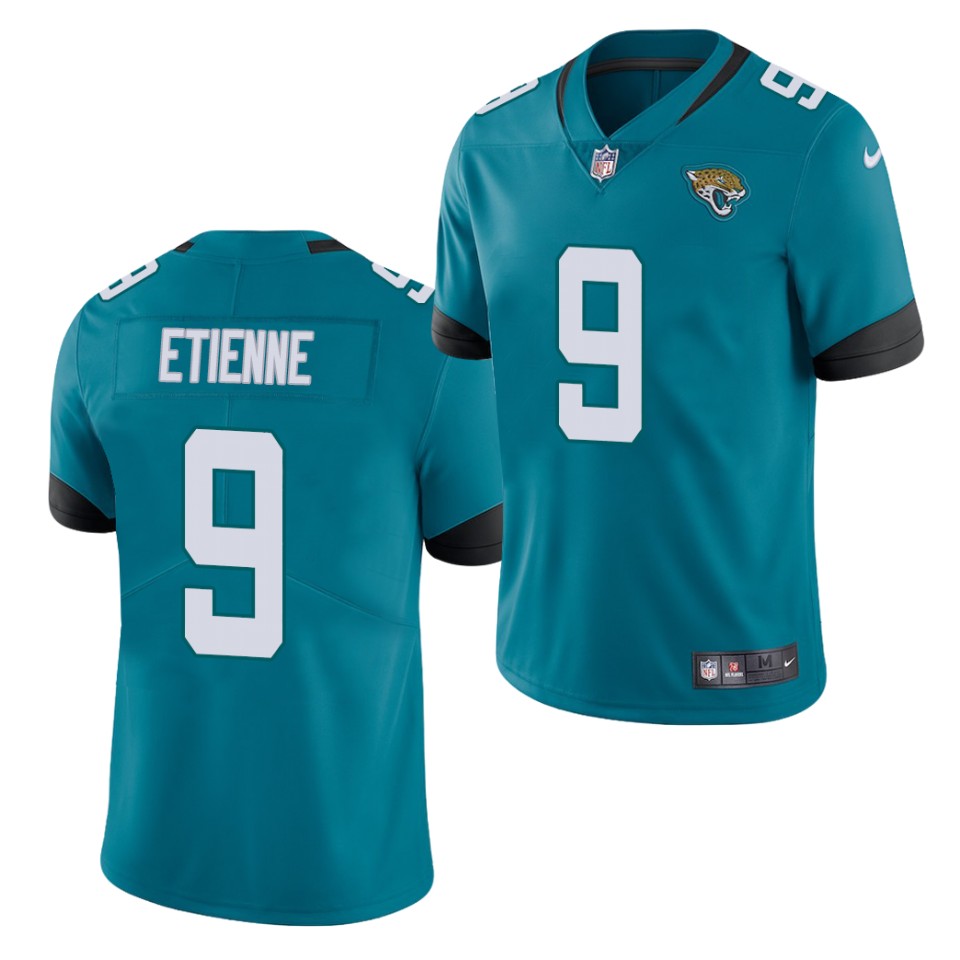 Men's Jacksonville Jaguars #9 Travis Etienne Nike Teal Alternate Vapor Jersey