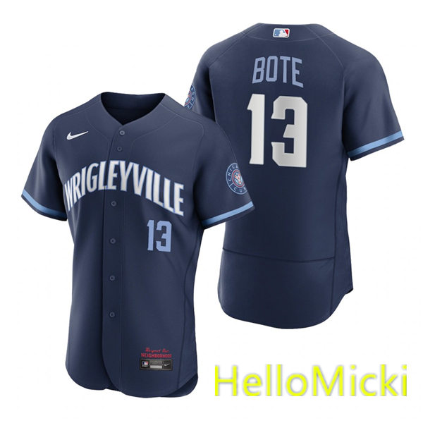 Mens Chicago Cubs #13 David Bote Nike Navy 2021 City Connect Authentic Jersey