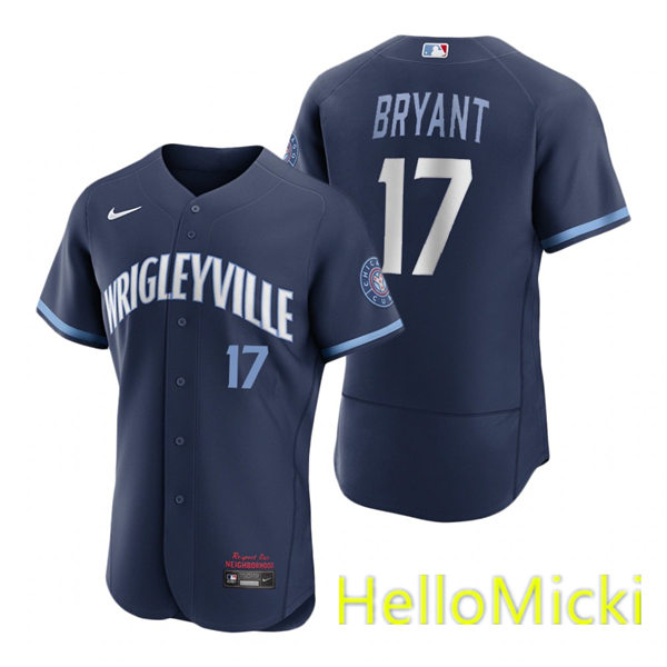 Mens Chicago Cubs #17 Kris Bryant Nike Navy 2021 City Connect Authentic Jersey