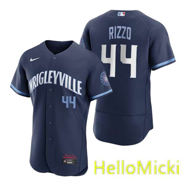 Mens Chicago Cubs #44 Anthony Rizzo Nike Navy 2021 City Connect Authentic Jersey
