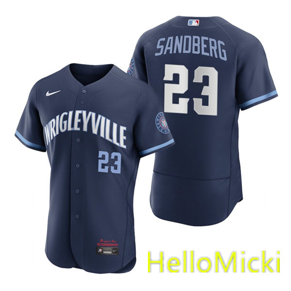 Mens Chicago Cubs #23 Ryne Sandberg Nike Navy 2021 City Connect Authentic Jersey