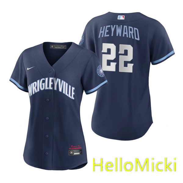 Womens Chicago Cubs #22 Jason Heyward Nike Navy 2021 City Connect Jersey