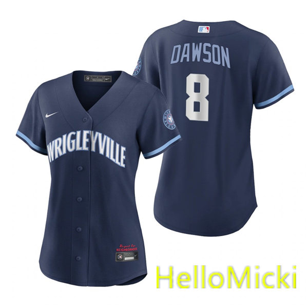 Womens Chicago Cubs #8 Andre Dawson Nike Navy 2021 City Connect Jersey