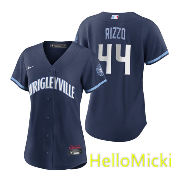 Womens Chicago Cubs #44 Anthony Rizzo Nike Navy 2021 City Connect Jersey