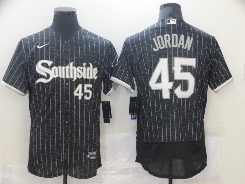 Men's Chicago White Sox Retired Player #45 Michael Jordan Stitched Nike Black 2021 MLB City Connect Jersey
