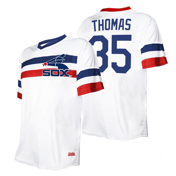 Men's Chicago White Sox #35 Frank Thomas Stitches White Cooperstown Collection V-Neck Jersey Men's Chicago White Sox #35 Frank Thomas Stitches White Cooperstown Collection V-Neck Jersey