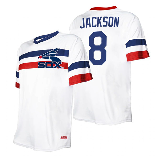 Men's Chicago White Sox #8 Bo Jackson Stitches White Cooperstown Collection V-Neck Jersey