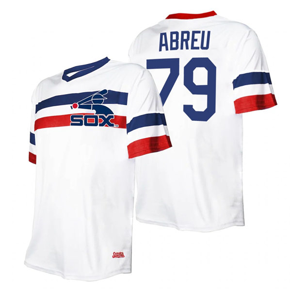 Men's Chicago White Sox #79 Jose Abreu Stitches White Cooperstown Collection V-Neck Jersey