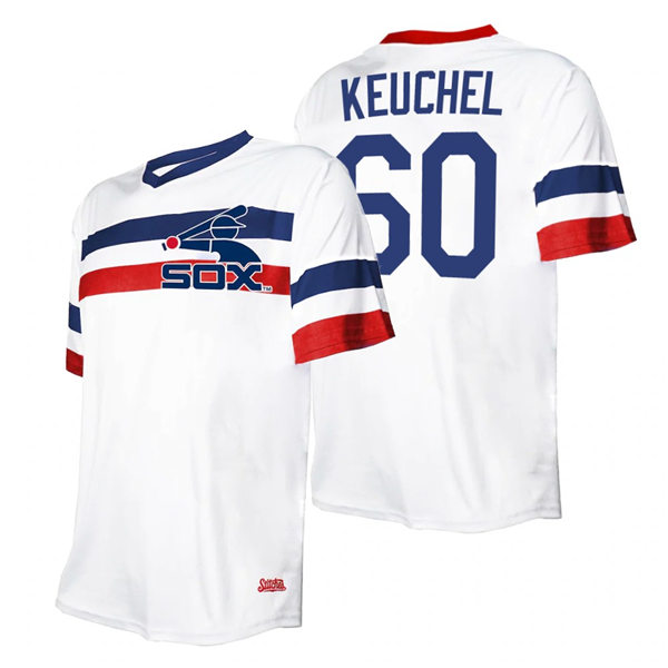 Men's Chicago White Sox #60 Dallas Keuchel Stitches White Cooperstown Collection V-Neck Jersey