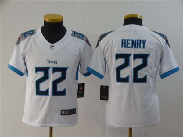Youth Tennessee Titans #22 Derrick Henry Stitched Nike White Jersey Youth Tennessee Titans #22 Derrick Henry Stitched Nike White Jersey