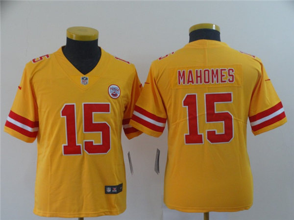 Men's Kansas City Chiefs #15 Patrick Mahomes Stitched Nike Gold Inverted Legend Jersey