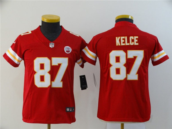 Youth Kansas City Chiefs Retired Player #87 Travis Kelce Stitched Nike Red Game Jersey