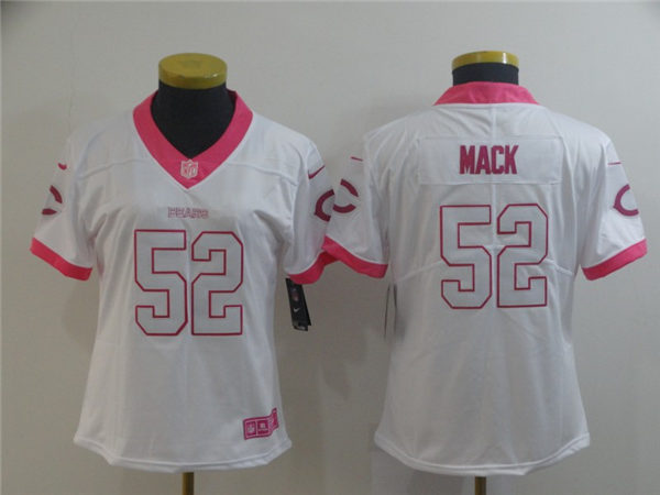 Women's Chicago Bears #52 Khalil Mack Nike White Pink Fashion Jersey
