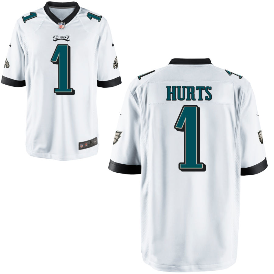 Youth Philadelphia Eagles #1 Jalen Hurts Nike White Game Jersey Youth Philadelphia Eagles #1 Jalen Hurts Nike White Game Jersey