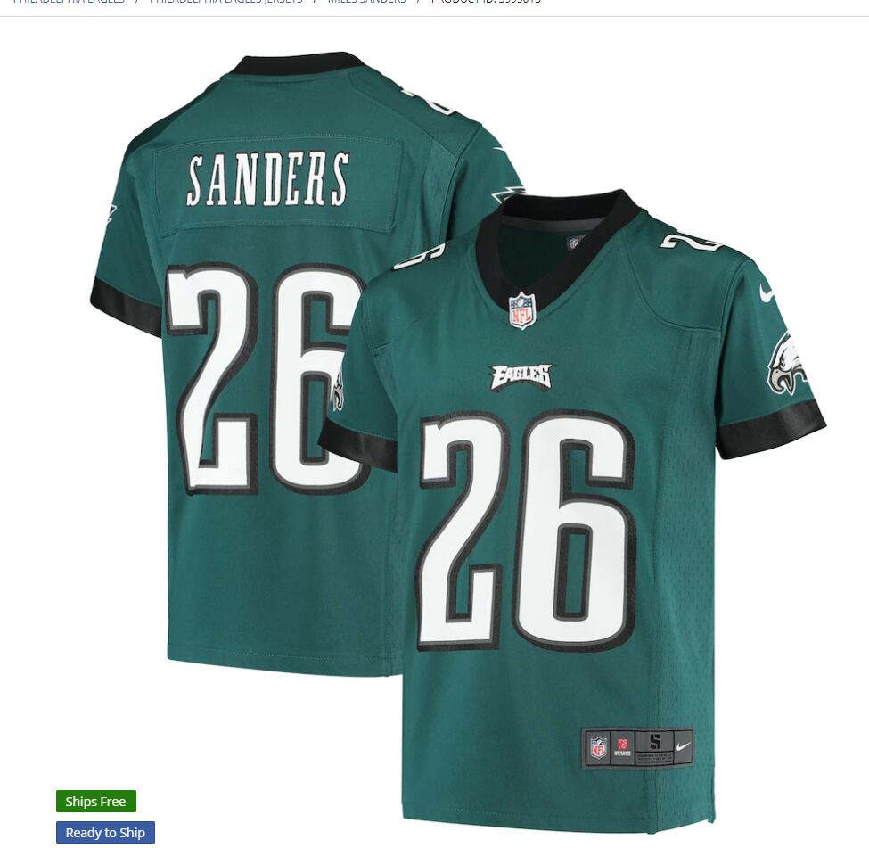 Youth Philadelphia Eagles #26 Miles Sanders Nike Midnight Green Team Color NFL Jersey