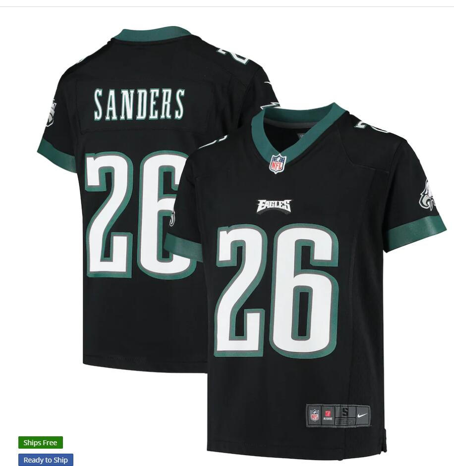 Youth Philadelphia Eagles #26 Miles Sanders Nike Black Game Jersey