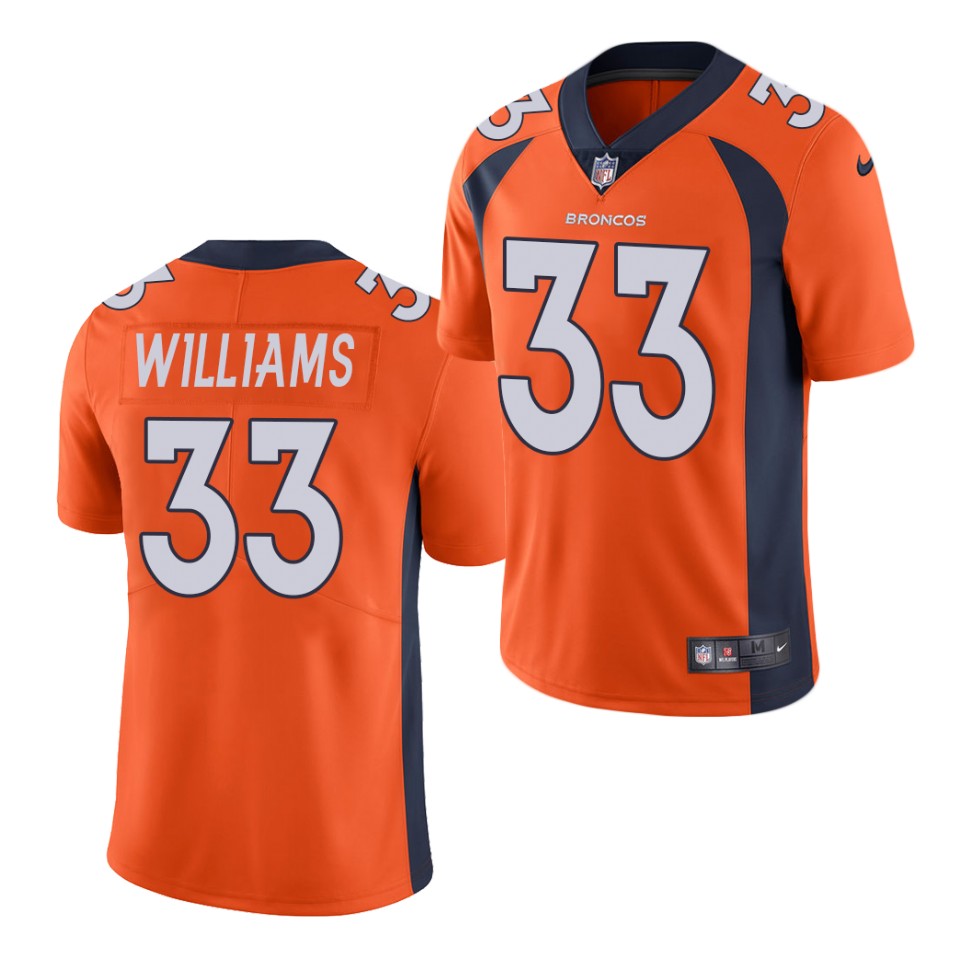 Men's Denver Broncos #33 Javonte Williams Orange Nike NFL Vapor Untouchable Limited Jersey