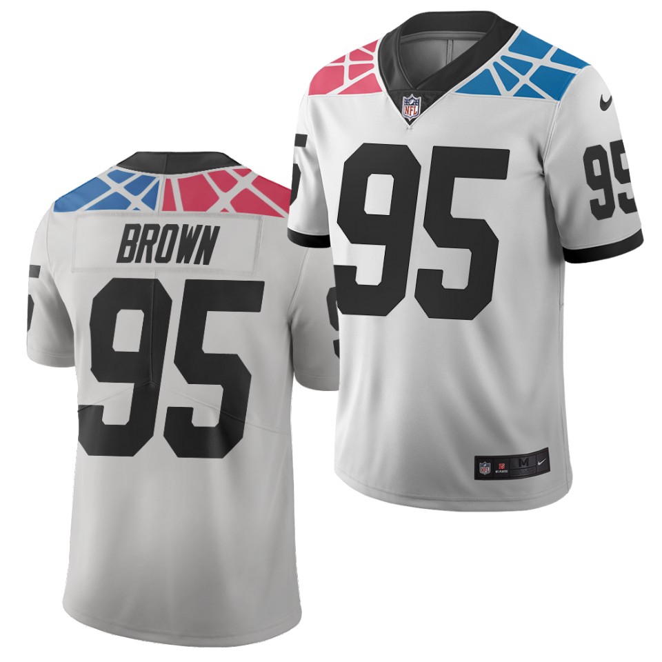 Men's Denver Broncos #95 Derrick Brown Nike 2021 White City Edition Vapor Limited Jersey