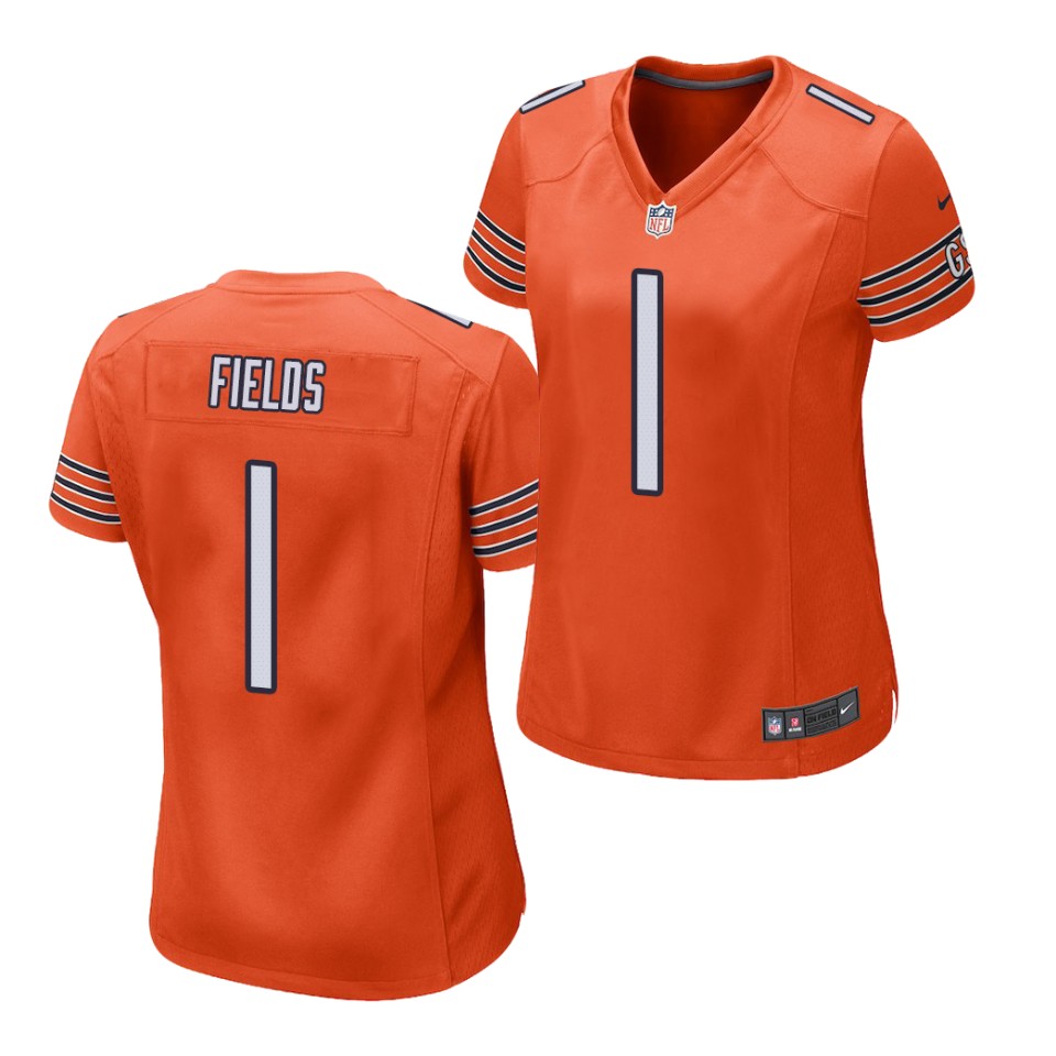 Women's Chicago Bears #1 Justin Fields Nike Orange Alternate Limited Jersey