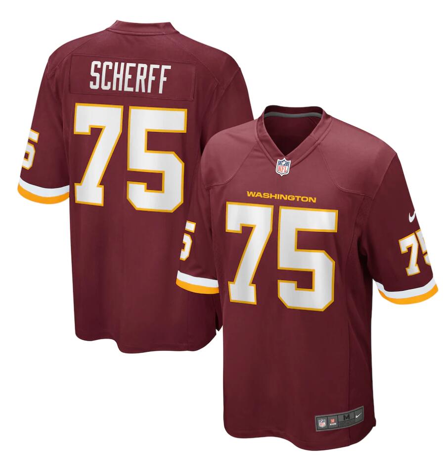 Mens Washington Football Team #75 Brandon Scherff Stitched Nike Burgundy Vapor Limited Jersey