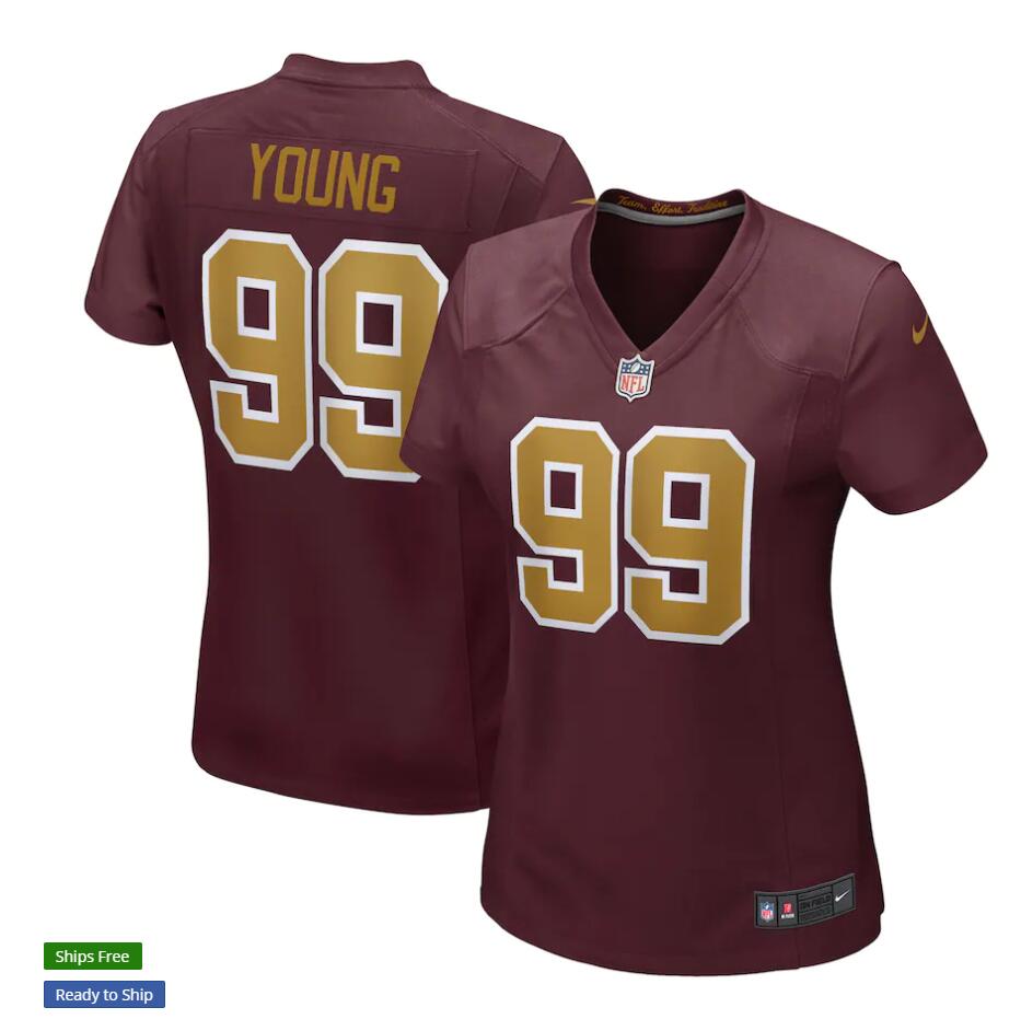 Womens Washington Football Team #99 Chase Young Nike Burgundy Gold Alternate Limited Jersey