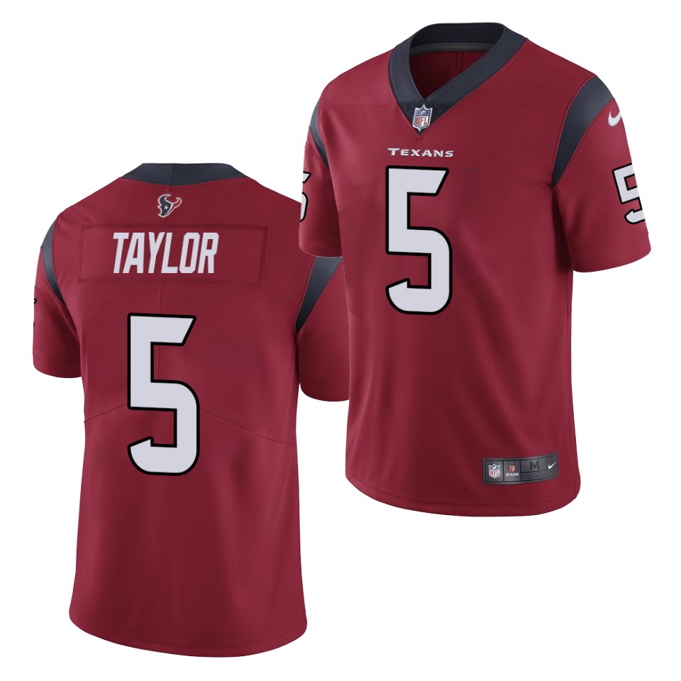 Mens Houston Texans #5 Tyrod Taylor Nike Red Vapor Limited Jersey