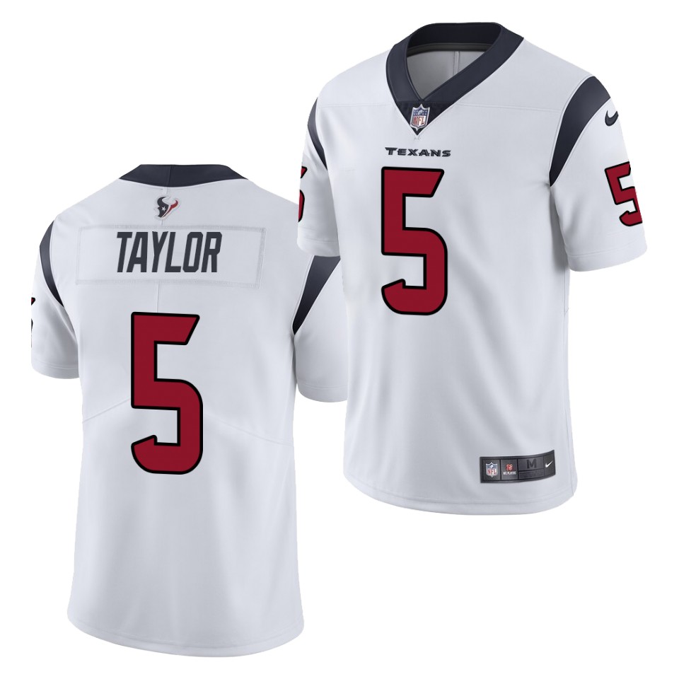 Mens Houston Texans #5 Tyrod Taylor Nike White Vapor Limited Jersey