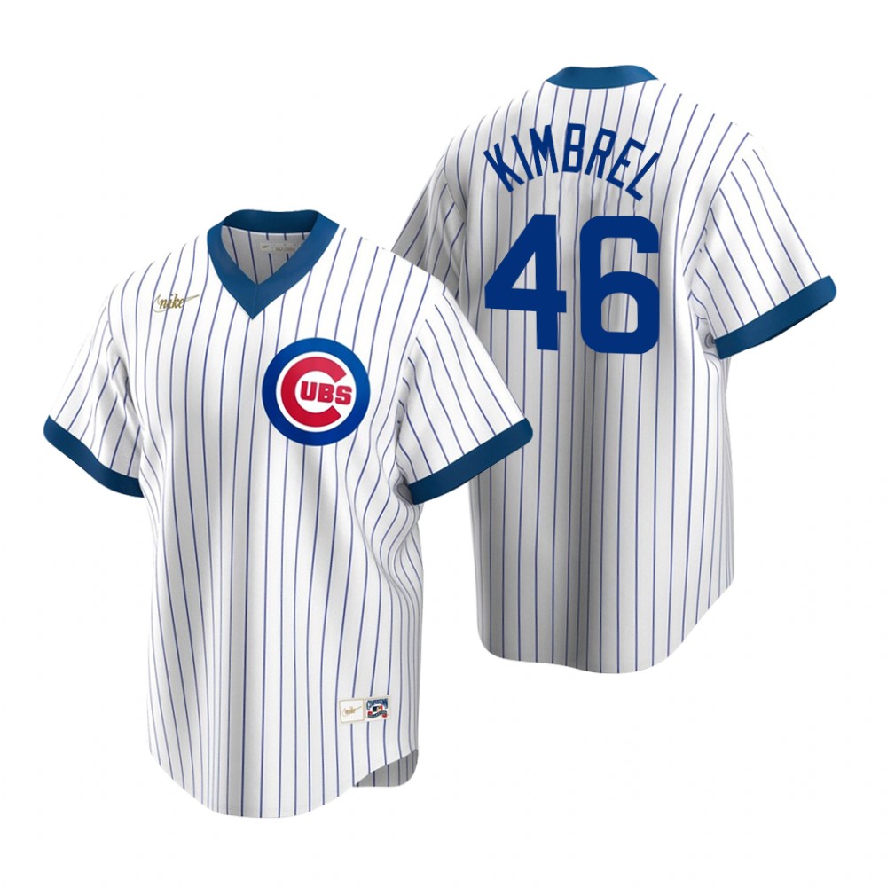 Mens Chicago Cubs #46 Craig Kimbrel Nike White Cooperstown Collection Jersey