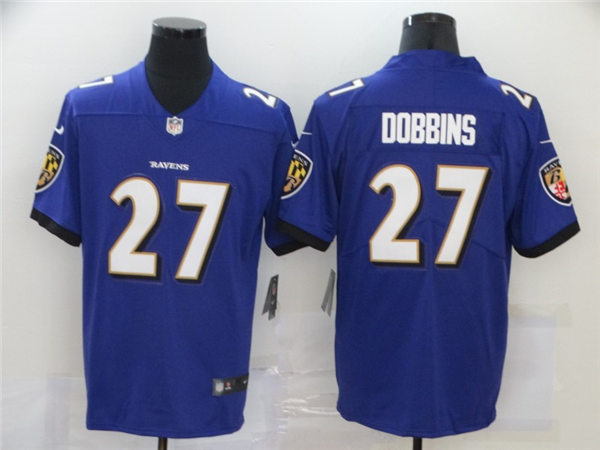 Mens Baltimore Ravens #27 J. K. Dobbins Nike Purple Vapor Limited Player Jersey