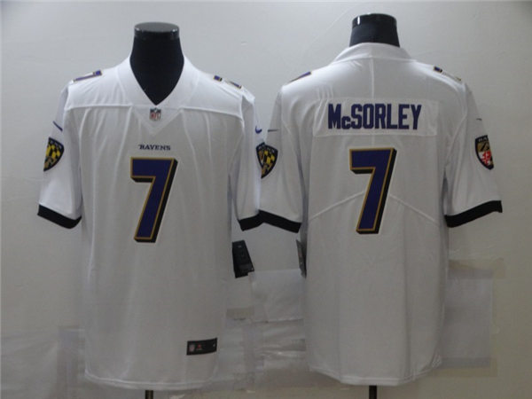 Mens Baltimore Ravens #7 Trace McSorley Nike White Vapor Limited Player Jersey