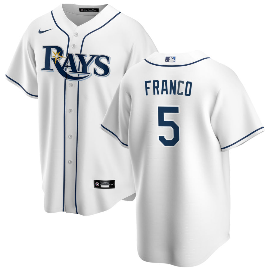 Mens Tampa Bay Rays #5 Wander Franco Nike White Home Jersey