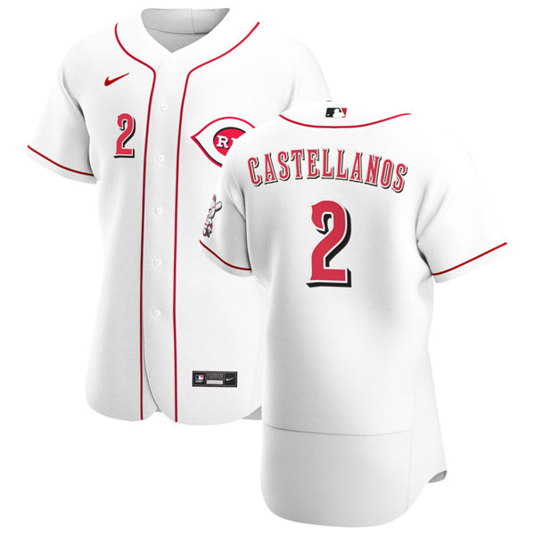 Mens Cincinnati Reds #2 Nick Castellanos Nike White Home Flex Base Jersey
