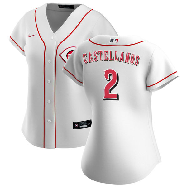 Women's Cincinnati Reds #2 Nick Castellanos Stitched Nike White Jersey
