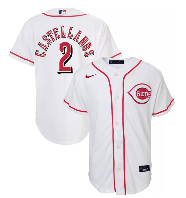 Youth Cincinnati Reds #2 Nick Castellanos Stitched Nike White Jersey