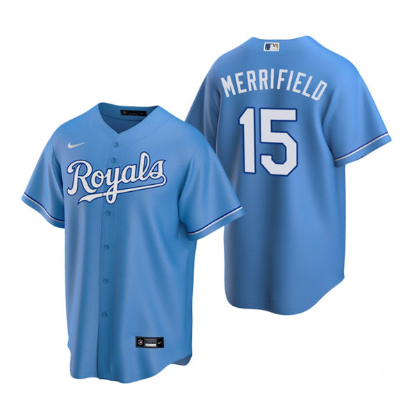 Youth Kansas City Royals #15 Whit Merrifield Nike Light Blue Alternate Jersey