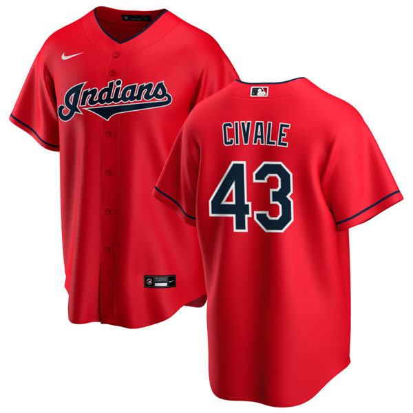Mens Cleveland Indians #43 Aaron Civale Nike Red Cool Base Jersey
